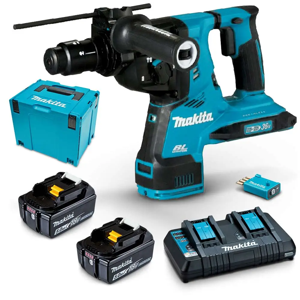 MAKITA 18Vx2 Brushless AWS 28mm 2 x 5.0Ah SDS+ Rotary Hammer with Chuck DHR283PT2JU