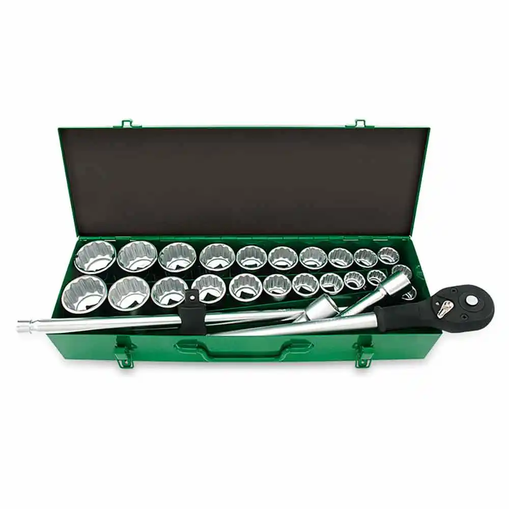 TOPTUL 3/4inch Drive 12PT Flank MET/SAE Socket Set - 26 Piece GCAD2608