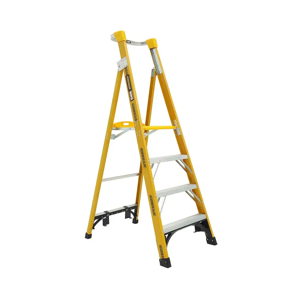 GORILLA 1.2m 180kg Heavy-Duty Fibreglass Platform Step Ladder FPL004-HD