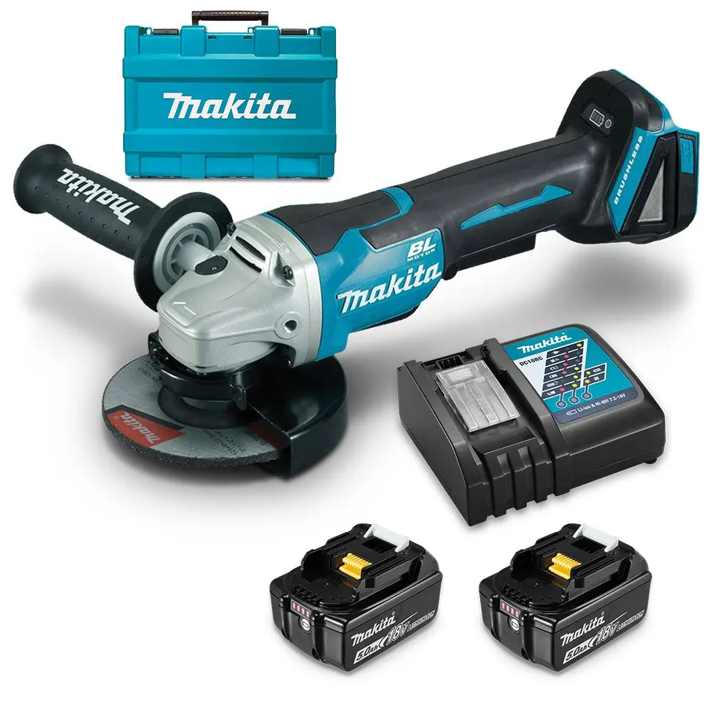 MAKITA 18V Brushless 2 x 5.0Ah 125mm Angle Grinder Kit DGA508RTE