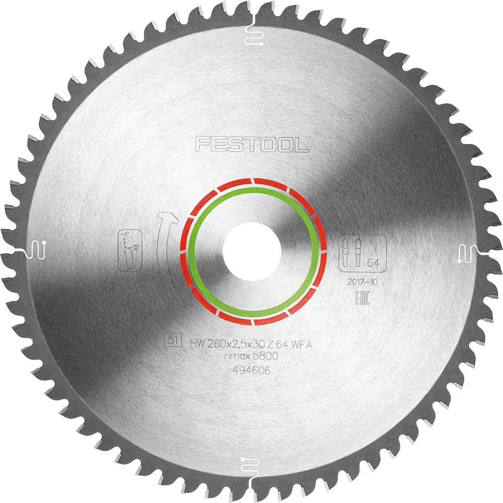 FESTOOL 260mm 64T TCT Circular Saw Blade for Laminate Flooring Cutting
