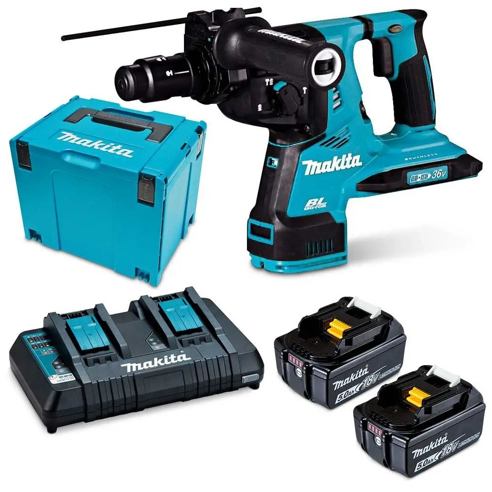 MAKITA 18Vx2 Brushless AWS 2 x 5.0Ah 28mm SDS+ Rotary Hammer w. Chuck Kit DHR283PT2J