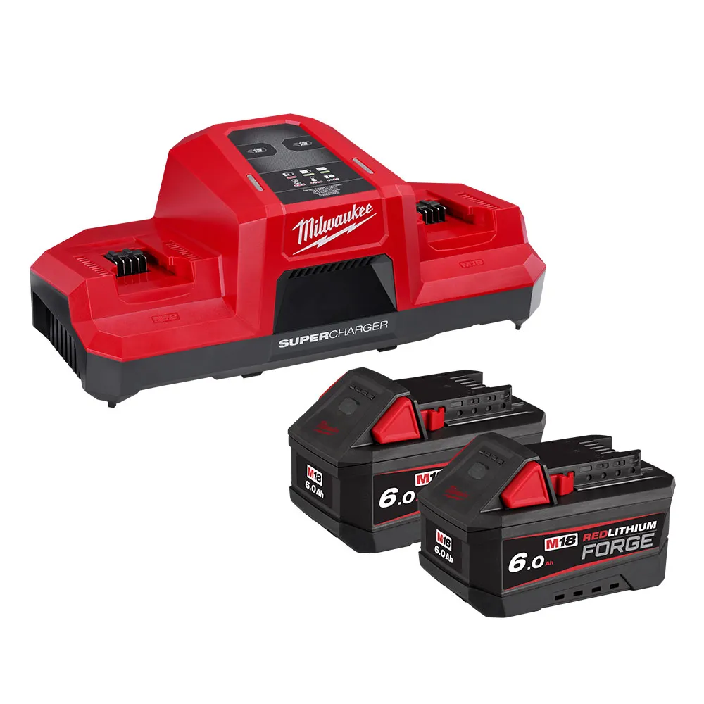 MILWAUKEE 18V REDLITHIUM FORGE 6.0Ah Super Charger Starter Pack M18FSPD602B