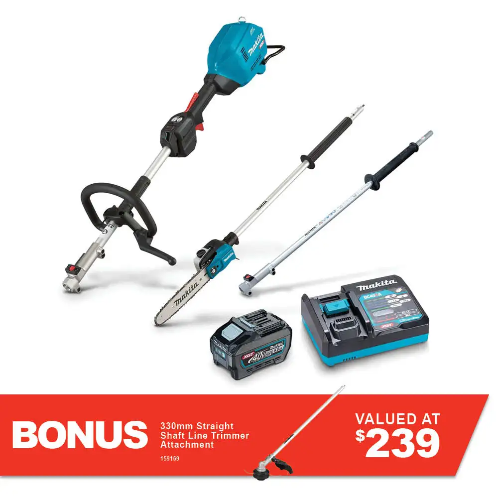 MAKITA 40V MAX XGT Brushless Multi-Function Power Head Kit 1 x 5.0Ah w. Pole Saw & Extension Pole UX01GT102-B