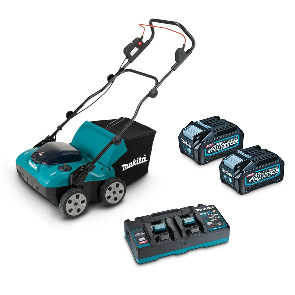 MAKITA 40V Max Brushless 2 x 4.0Ah Lawn Scarifier Kit UV001GM201
