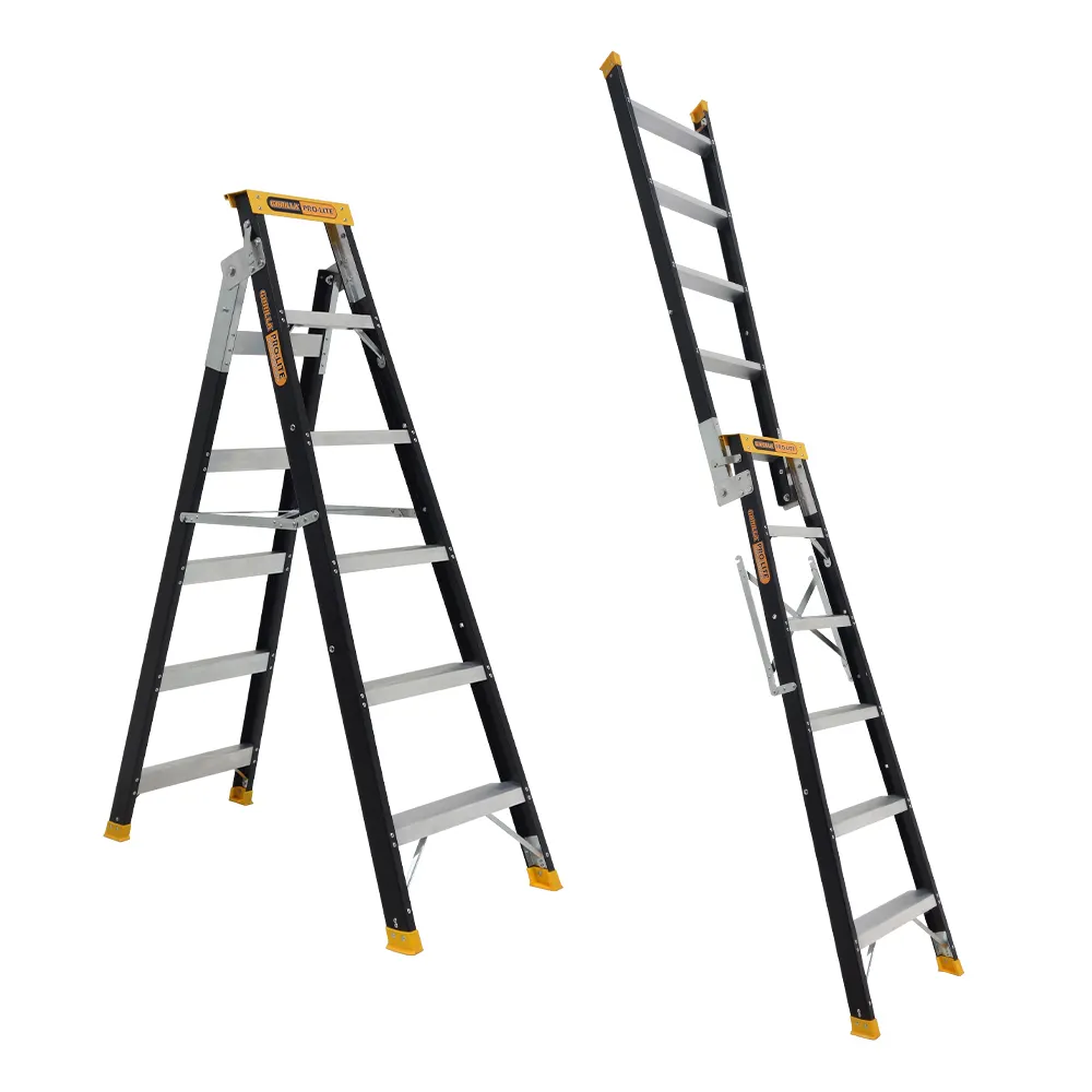 GORILLA 150kg Pro-Lite 6 Step Fibreglass Dual Purpose Ladder FDM006-PRO