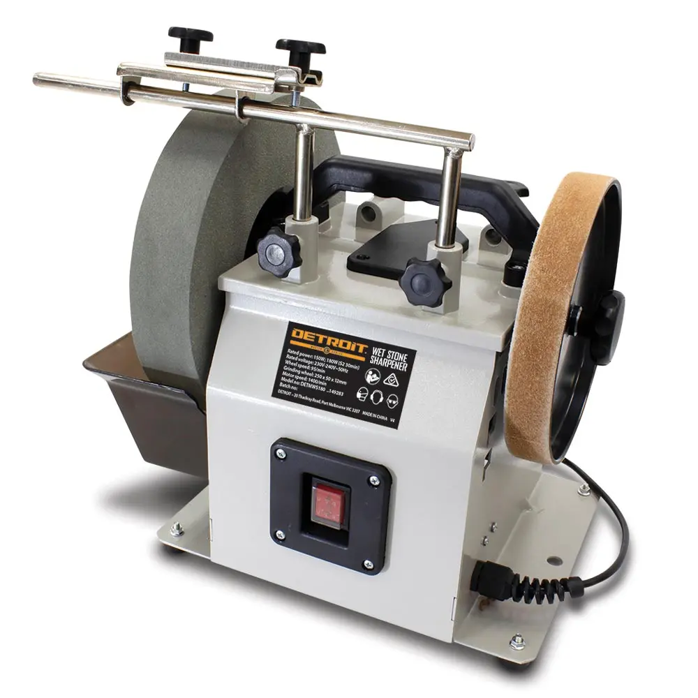 DETROIT MASTERS 180W 250 x 50mm Metal Base Wet Stone Sharpener DETMWS180