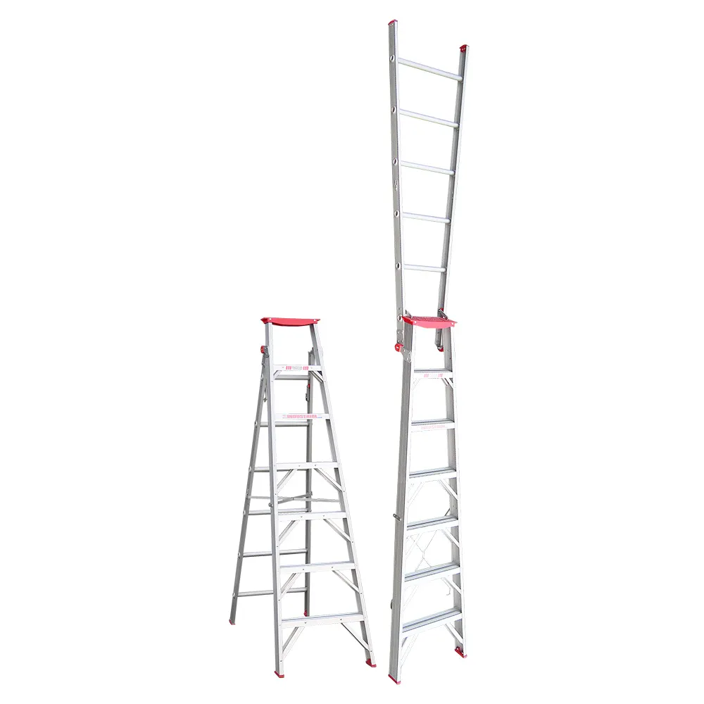 INDALEX 120kg Trade 2.1m-3.8m Aluminium Dual Purpose Step Ladder TRDDP7