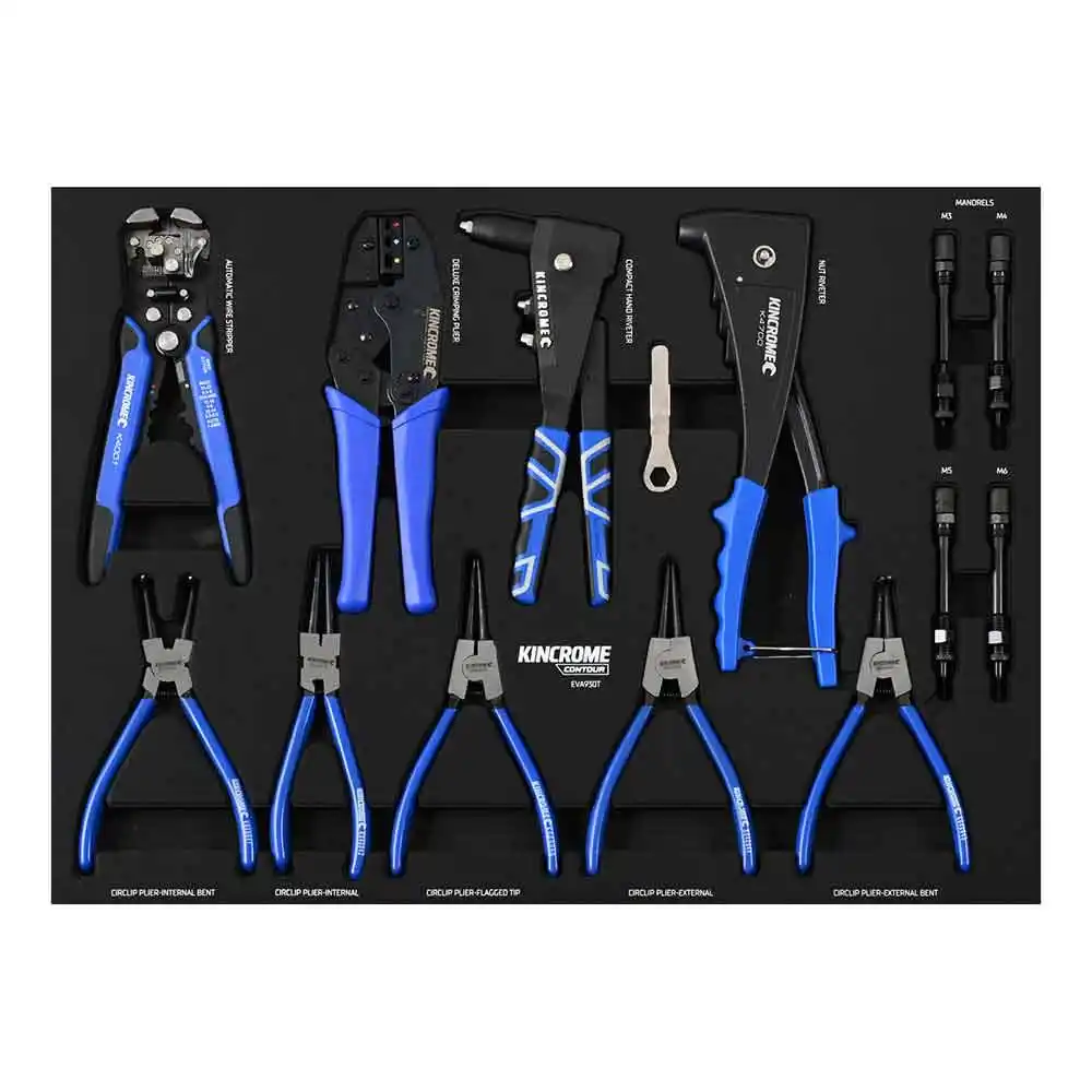 KINCROME Contour RIV/C Pliers Eva Tray With Tools - 9 Piece EVA930T