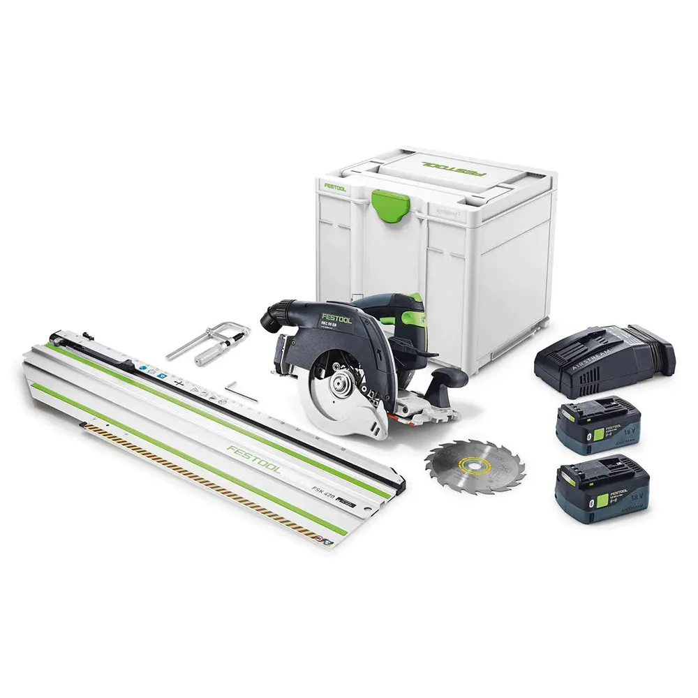 FESTOOL 18V Brushless 2 x 5.0Ah 160mm HKC 55 Circular Saw Bluetooth with 420mm Rail Kit 577675