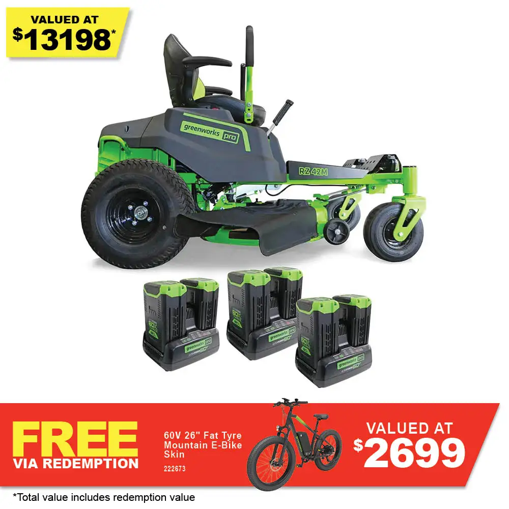 GREENWORKS 6 x 8.0Ah 42" Ride on Mower Zero Turn 7400807AU