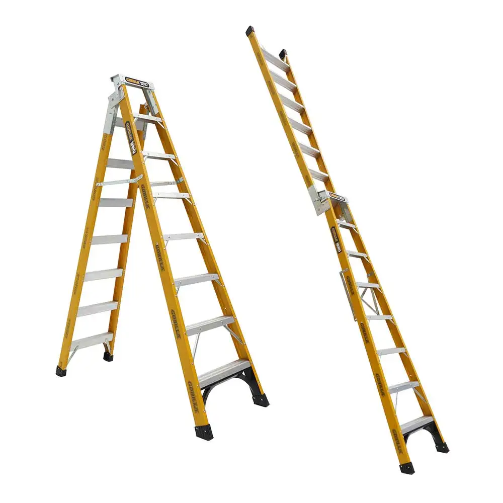 GORILLA 2.4/4.5m 180kg Heavy-Duty Fibreglass Dual Purpose Ladder FDM008-HD