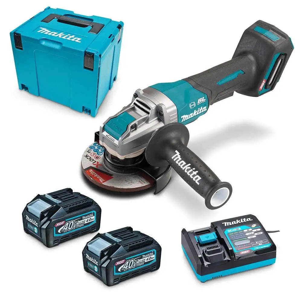 MAKITA 40V Max XGT Brushless X-Lock 2 x 4.0Ah 125mm Paddle Switch Angle Grinder Kit GA047GM202