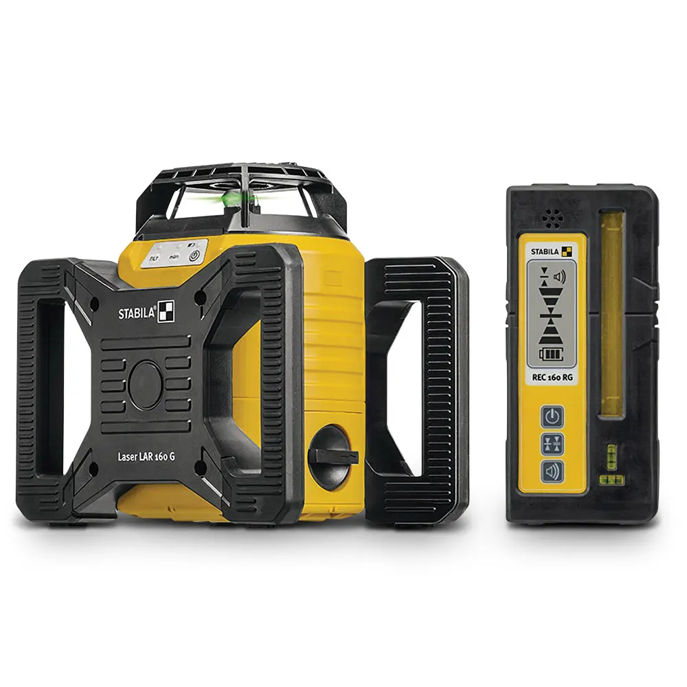 STABILA 60mm LAR 160 G Level Laser Rotary Green 4 Piece Set 19240