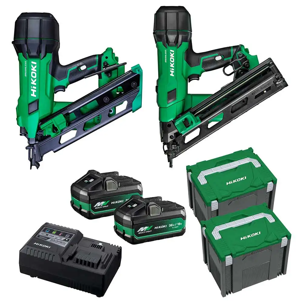 HIKOKI 18V 2 Piece 2 X 2.5/5.0ah Framer/Finisher Combo Kit FRAMERPROPACK(HRZ)