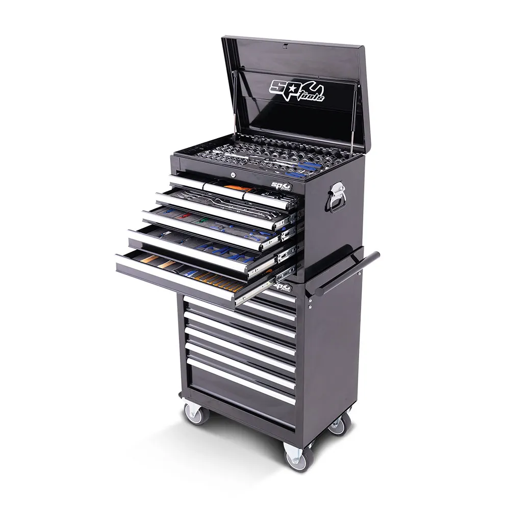 SP TOOLS 293 Piece 11 Drawer Custom Series Tool Trolley - Black SP50125X