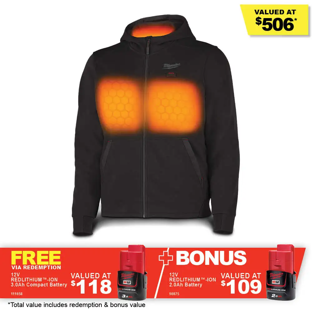 MILWAUKEE 12V Heated Hoodie Black M12HH2BLK0