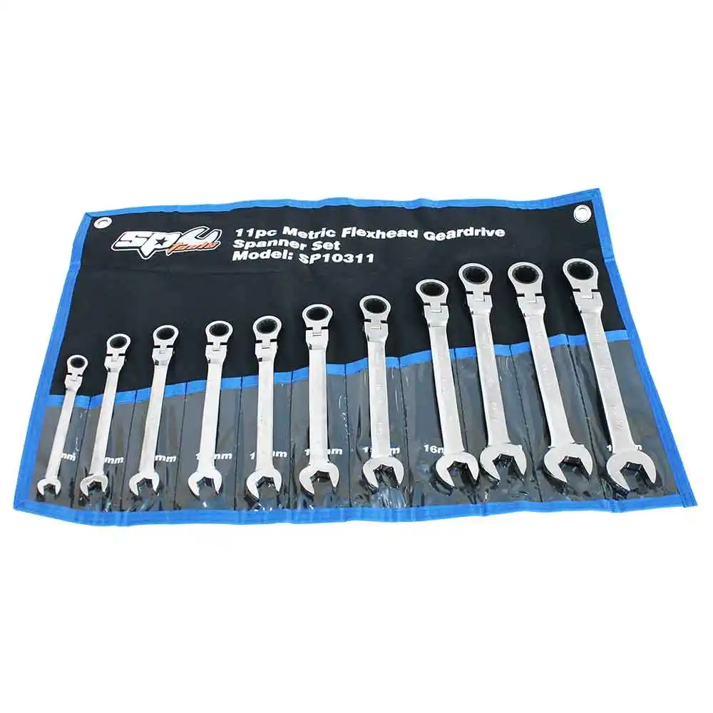 SP TOOLS 11 Piece Metric Flexhead Geardrive ROE Spanner Set SP10311