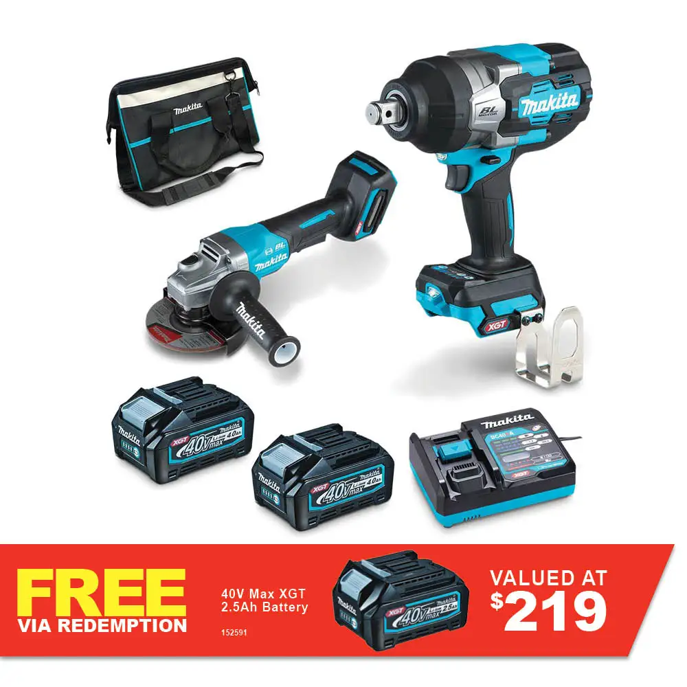 MAKITA 40V Max XGT Brushless 2 Piece 2 x 4.0Ah Combo Kit DK0139G202