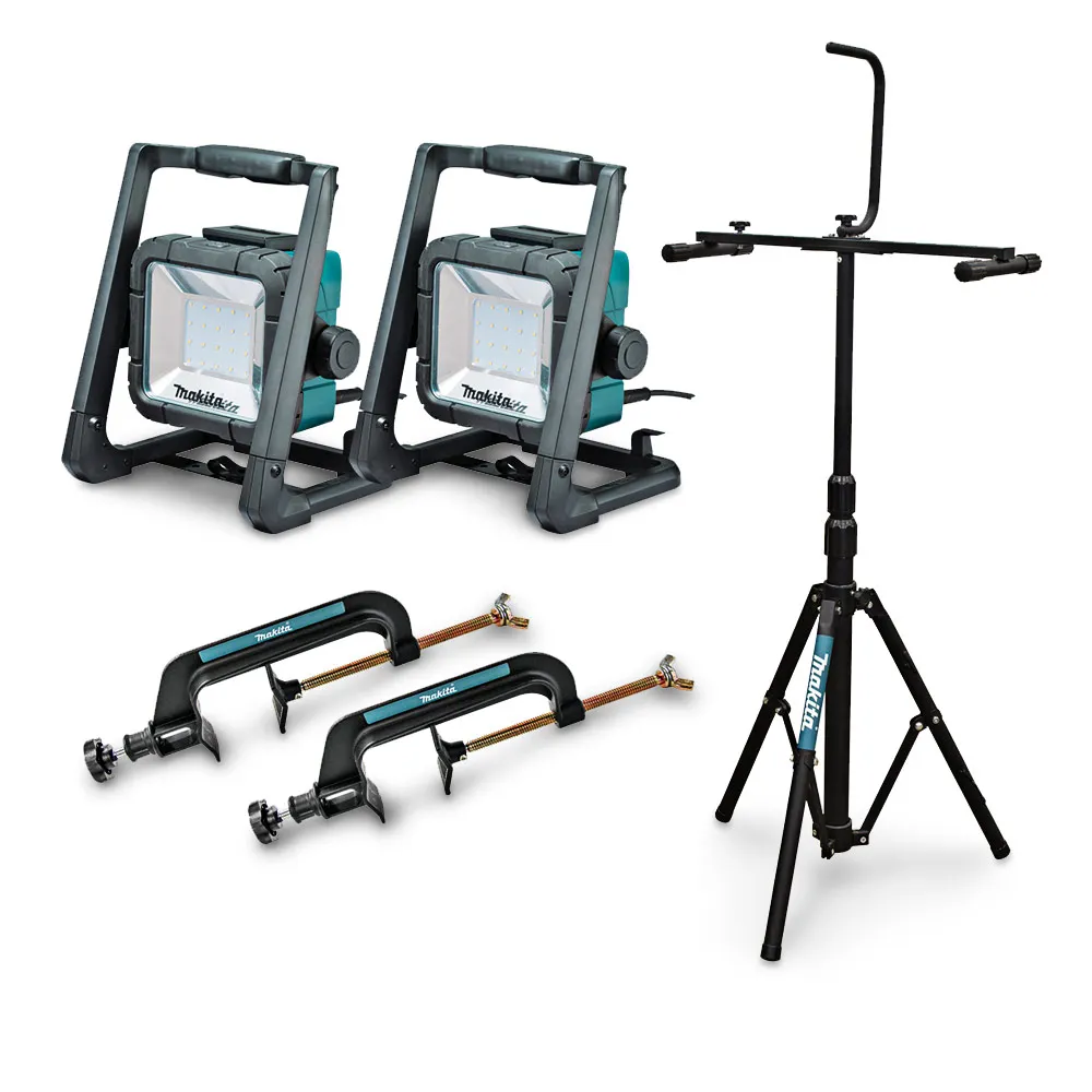 MAKITA 18V/240V Mobile LED Work Light with Tripod and 2 Clamps DML805X02