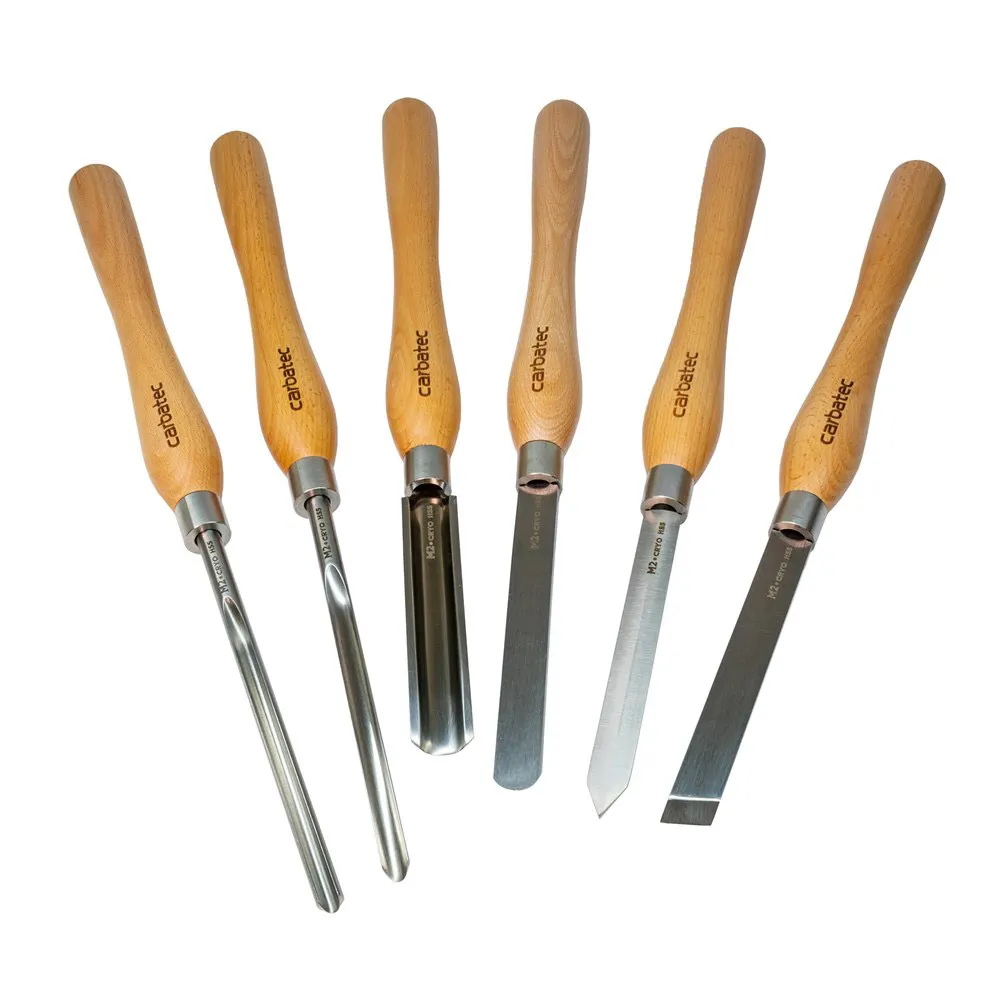 CARBATEC 6 Piece Cryogenic M2 HSS Large Woodturning Chisel Set CT-WTC-6CT-CRYO