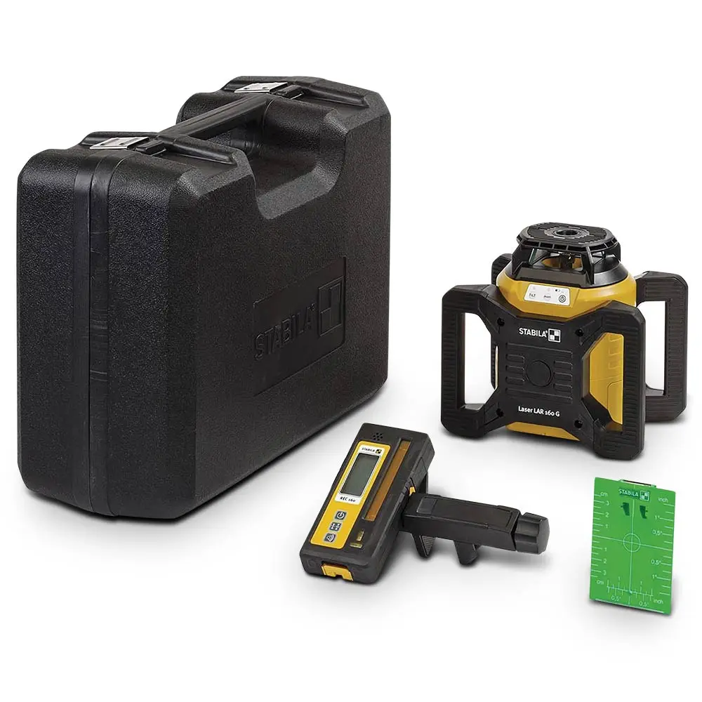 STABILA 60mm LAR 160 G Level Laser Rotary Green 4 Piece Set 19240