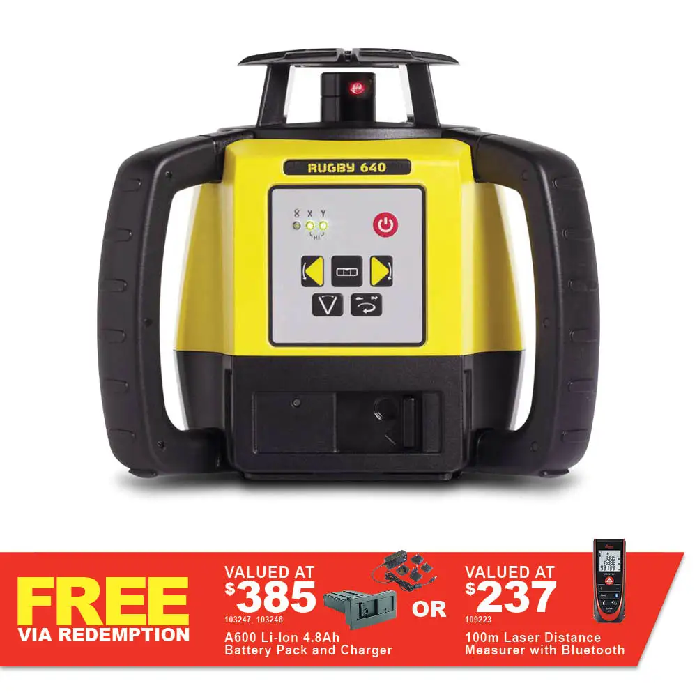 LEICA Rotating Laser Level Red Beam Manual-Single-Grade RUGBY 640 LG6005989