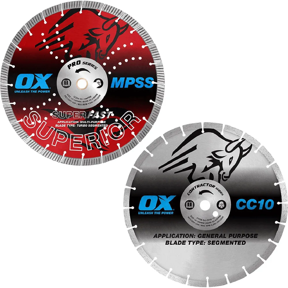 OX 350Mm (14") Segmented Diamond Blade For Concrete Cutting - 2 Piece OX-KSUPERIORPK03