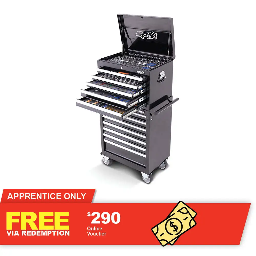 SP TOOLS 293 Piece 11 Drawer Custom Series Tool Trolley - Black SP50125X