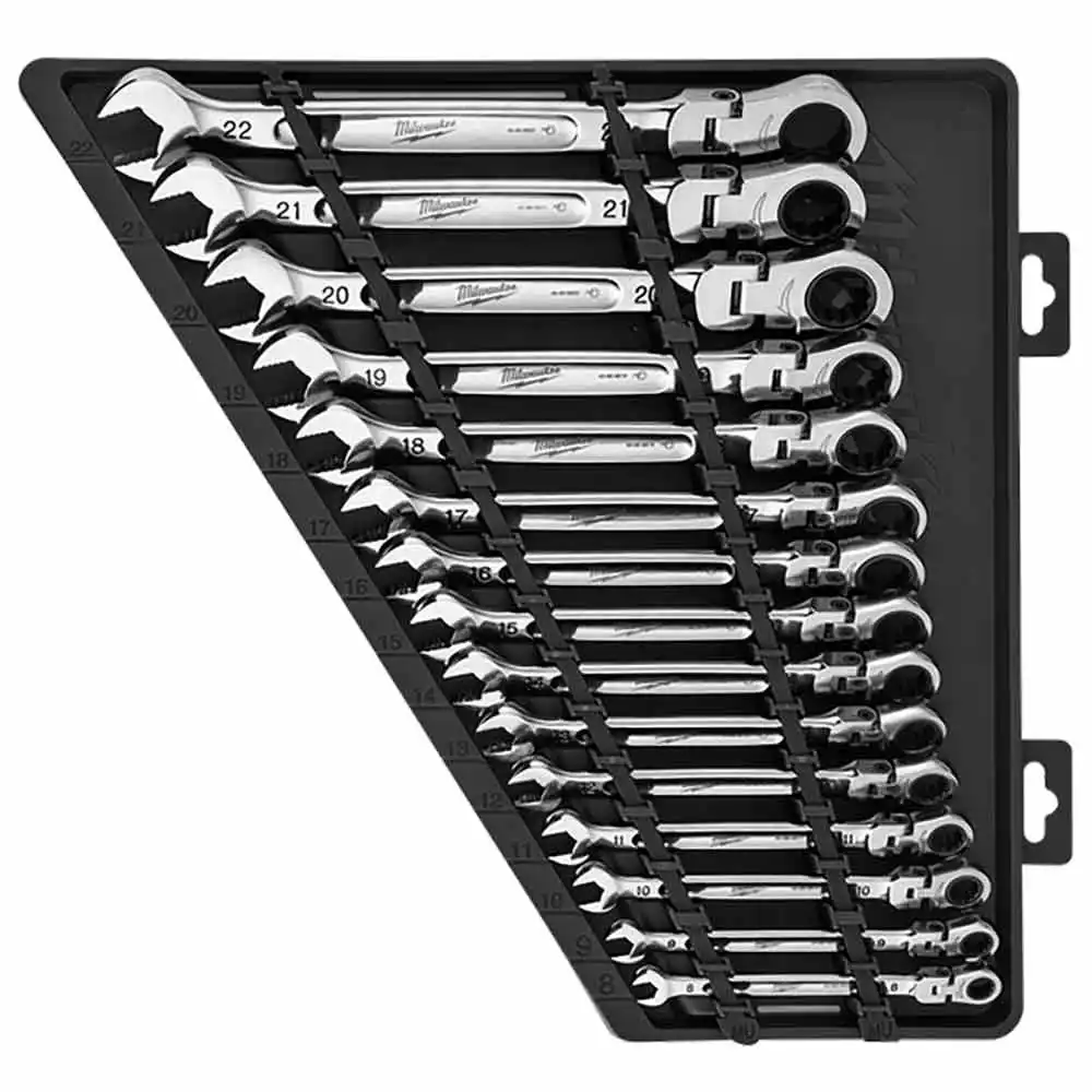 MILWAUKEE Metric Flex Head Ratcheting Combination Wrench 15 Piece 48229513