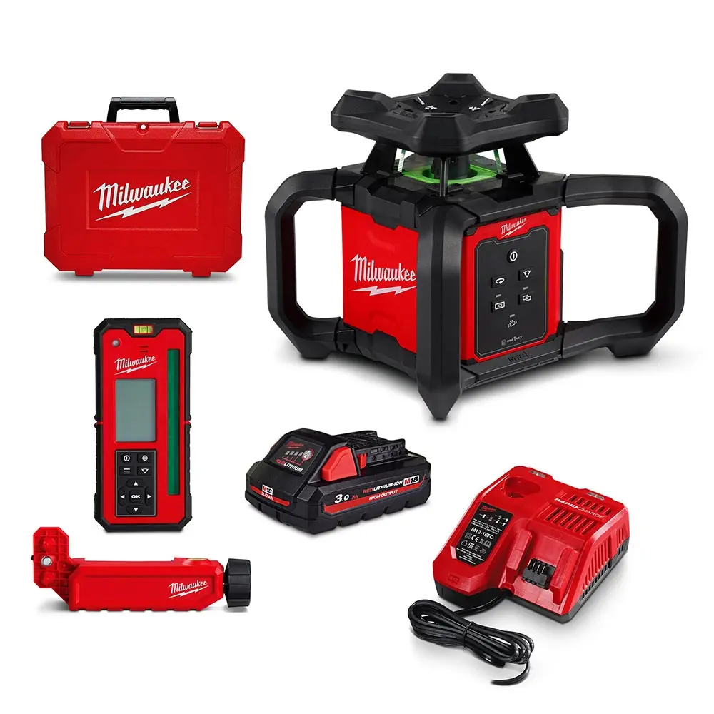 MILWAUKEE 18V Interior Single Slope Rotary Laser 305m (1000') Green Kit M18RL305-301C