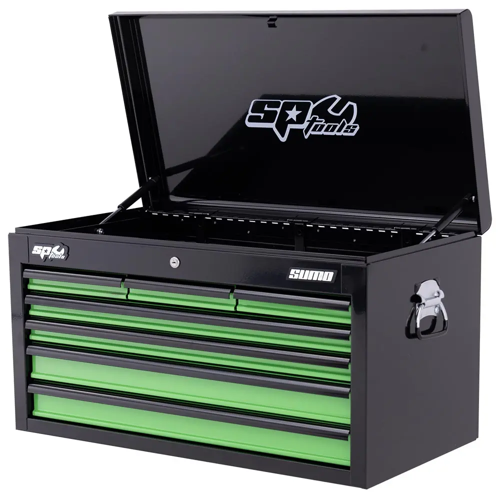 SP TOOLS 7 Drawer Custom Sumo Series Tool Box Black/Green SP40122