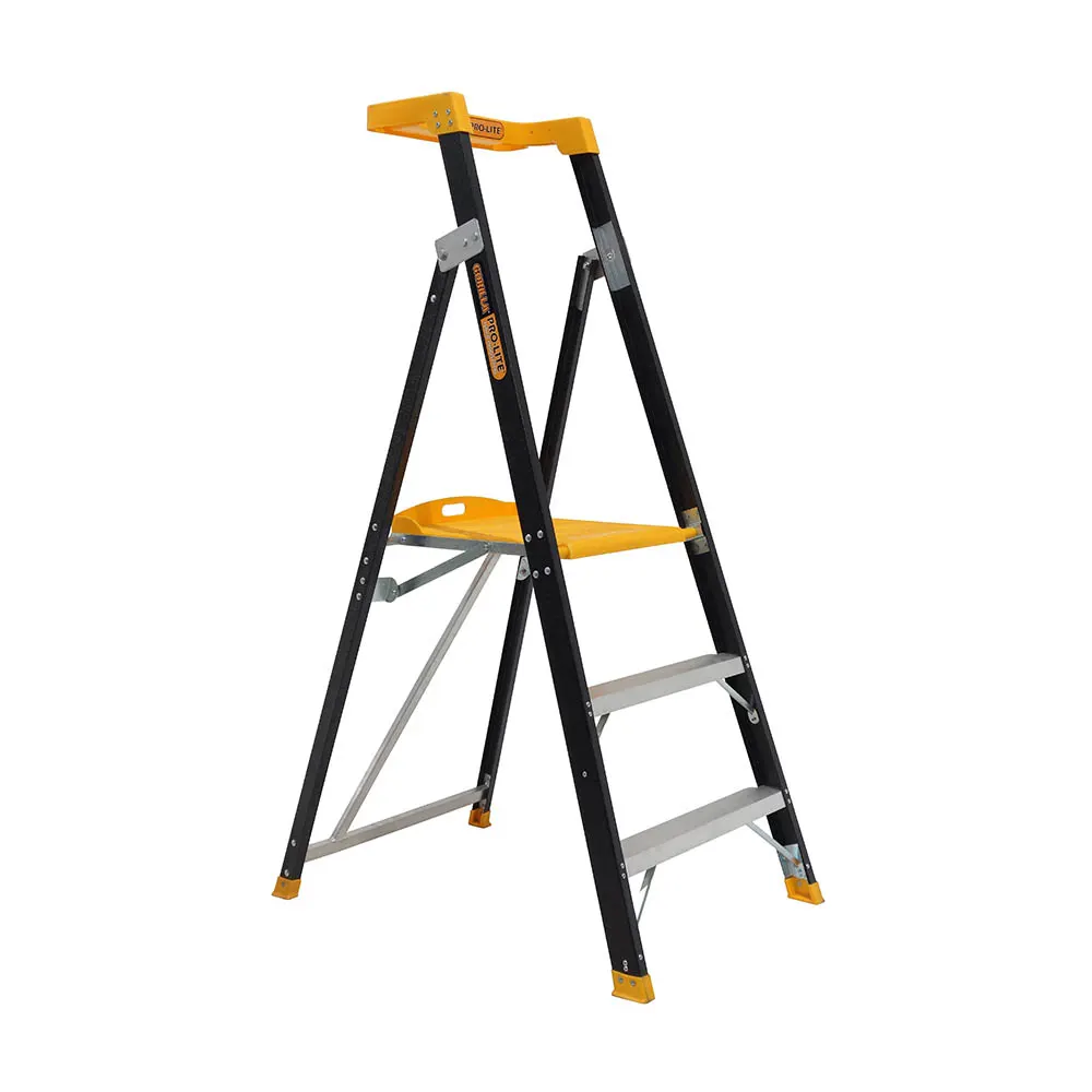 GORILLA 150kg Pro-Lite 3 Step Fibreglass Platform Ladder FPL003-PRO