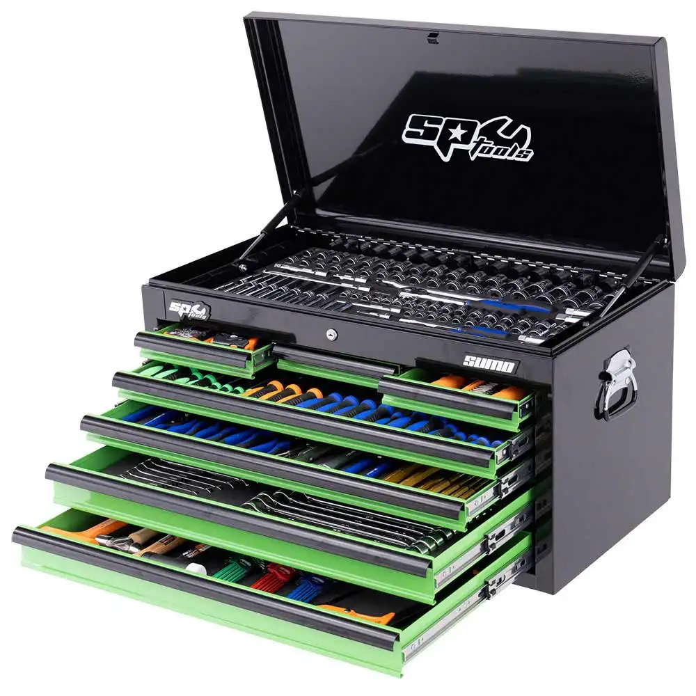 SP Tools 406 Piece Metric/SAE 7 Drawer Sumo Tool Kit - Black/Green SP50172