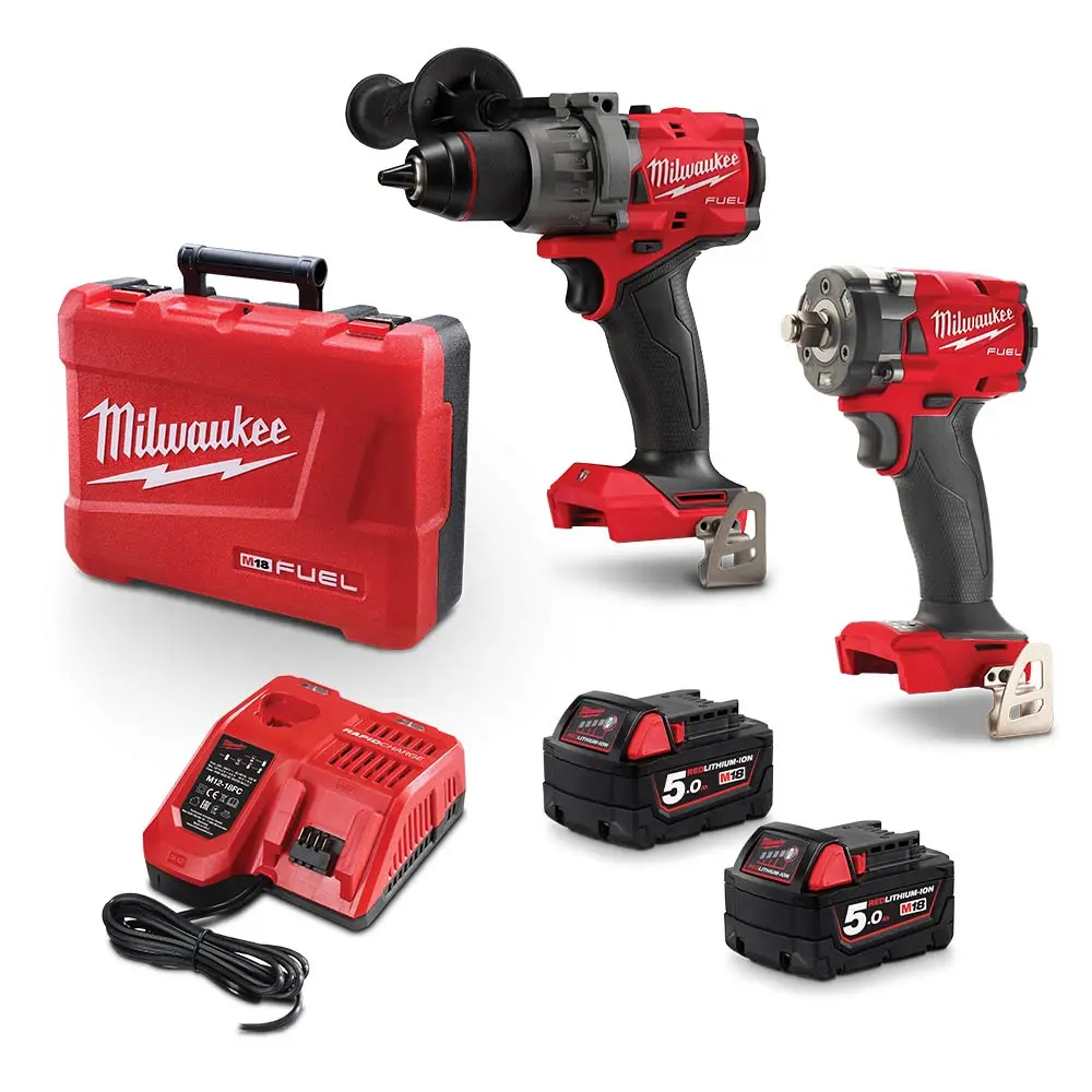 MILWAUKEE 18V Brushless 2 Piece 2 x 5.0Ah HD/IW Combo Kit M18FPP2AB3502C