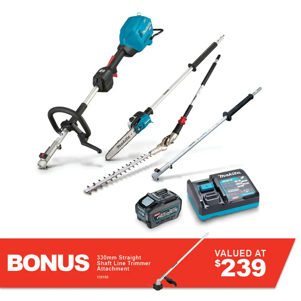 MAKITA 40V MAX XGT Brushless Multi-Function Power Head Kit 1 x 5.0Ah w. Hedge Trimmer, Pole Saw & Extension Pole UX01GT103-B