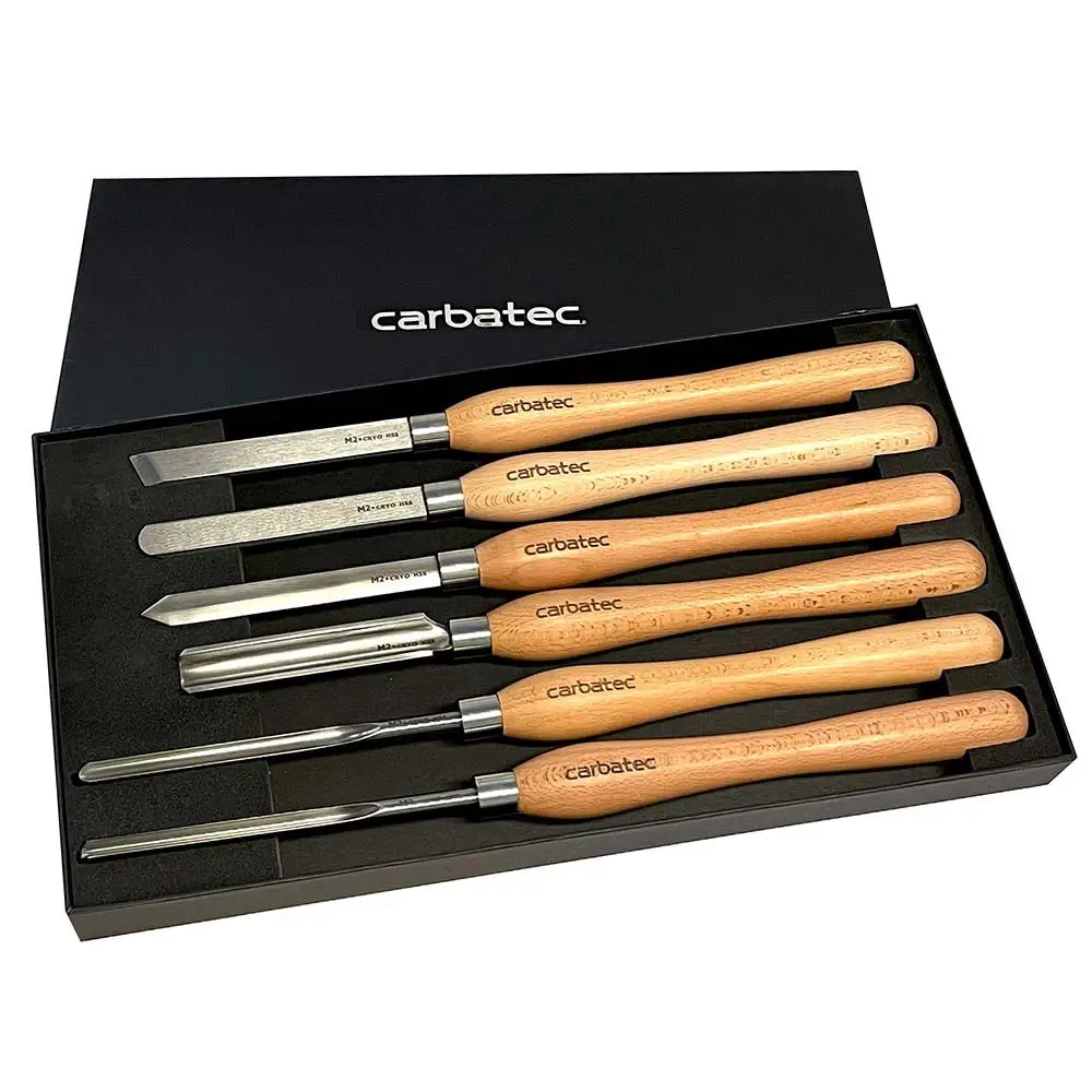CARBATEC 6 Piece Cryogenic M2 HSS Large Woodturning Chisel Set CT-WTC-6CT-CRYO