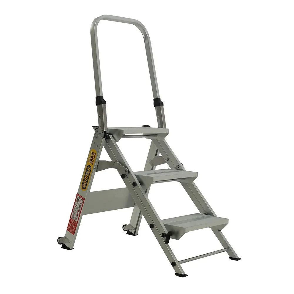GORILLA 660mm 150kg Heavy-Duty Aluminium Single-Sided 3 Stair Step Ladder GOR3STAIR