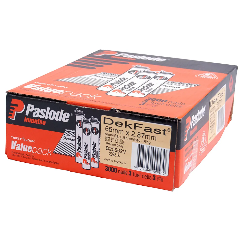 PASLODE 65mm Impulse DekFast 3000 Pack B20562V