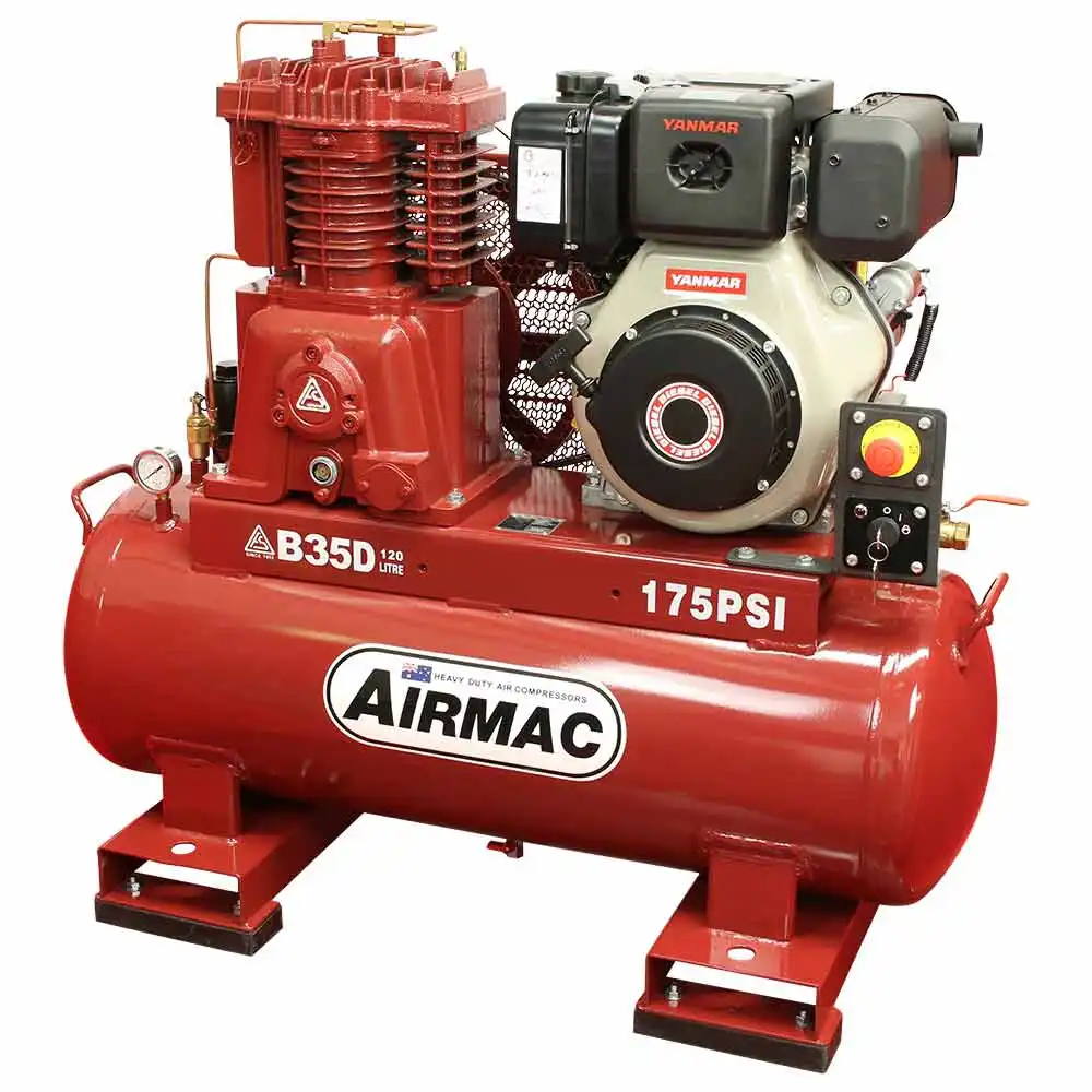 AIRMAC 10hp 120l 815 L/Min Electric Start Yanmar Diesel Air Compressor AM B35D ES