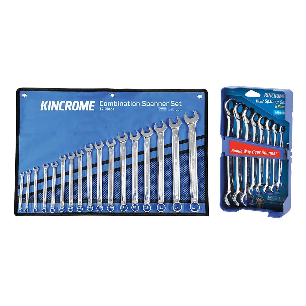 KINCROME 17 Piece 8-19mm Metric R/OE Spanner Bundle W/Bonus Ratchet 8 Piece - P3022