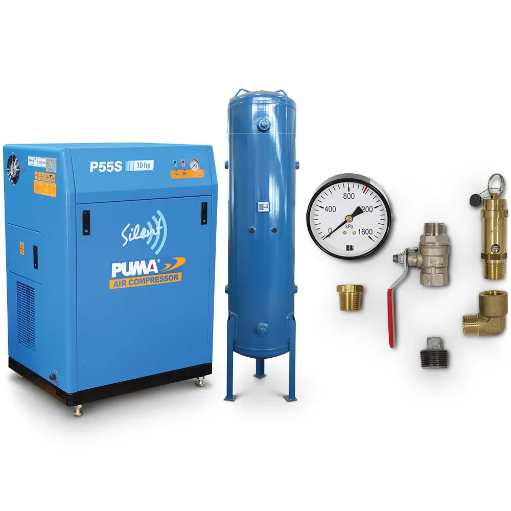 PUMA Piston Air Compressor Silent 10HP & 300L Tank Basic Kit PUP55S415VBPG