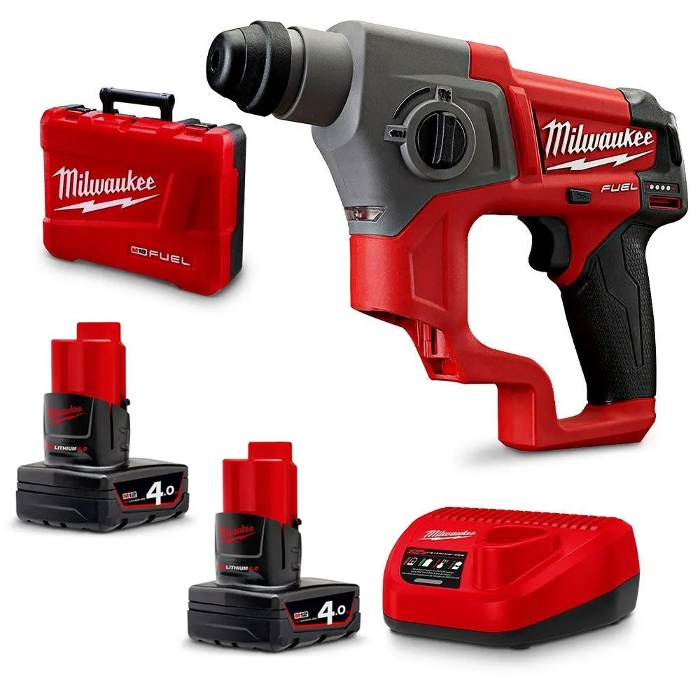 MILWAUKEE 12V FUEL 2 x 4.0Ah SDS+ Rotary Hammer Kit M12CH-402C