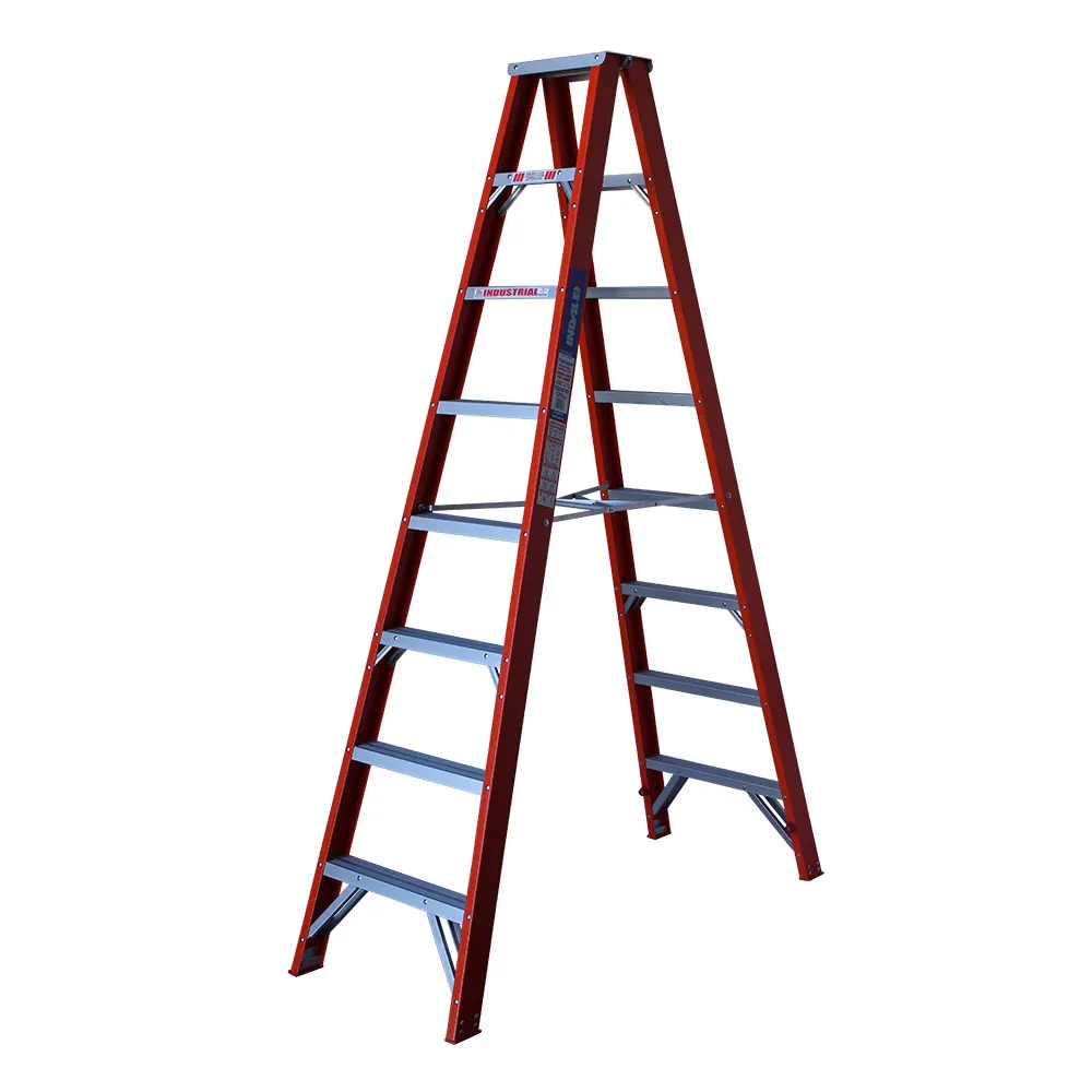 INDALEX 120kg Trade 2.4m Fibreglass Double Sided Step Ladder TRDSF8D