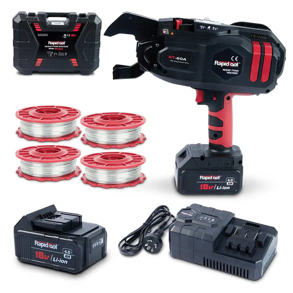 RAPIDTOOL 18V 2 X 4.0Ah 60mm Rebar Tying Tool Kit RT-60A