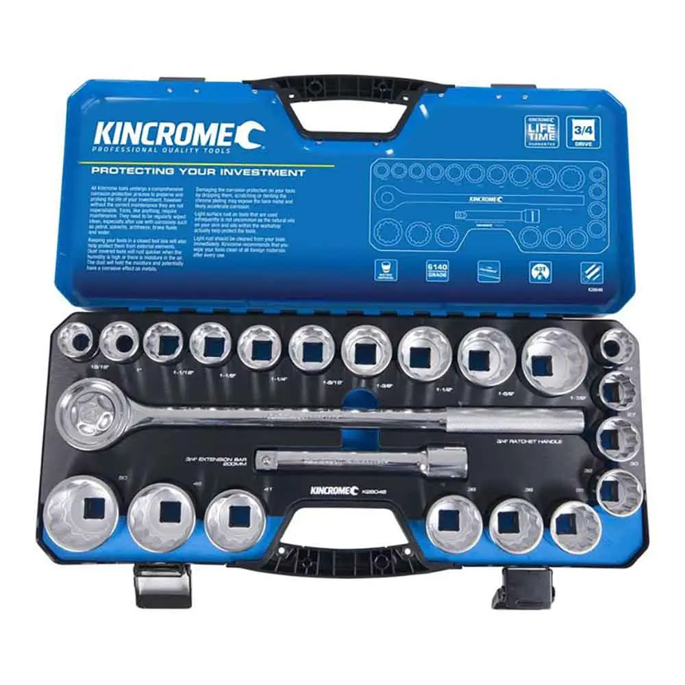 KINCROME 3/4" Drive Socket Set Metric & Imperial 22 Piece K28046