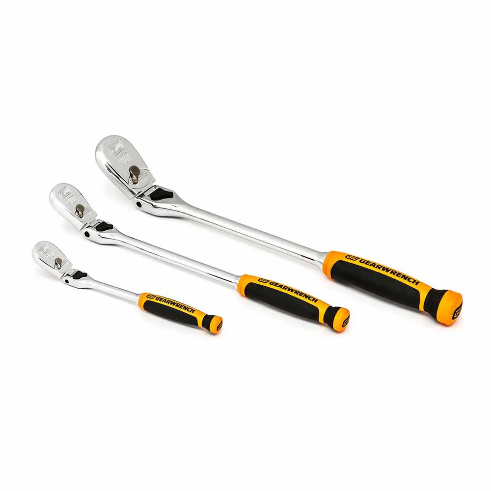 GEARWRENCH 1/4 3/8 1/2inch 90T Cushion Lock Flex Head Ratchet Set - 3 Piece 81298T