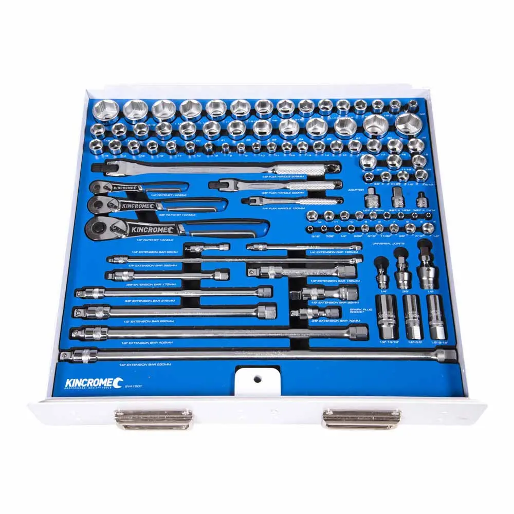 KINCROME 232 Piece 1/4, 3/8 And 1/2 Inch Drive Upright Truck Box Tool Kit White K1259W