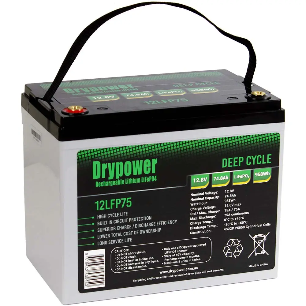 DRYPOWER 12V 75Ah Lithium Battery HB08-12LFP75