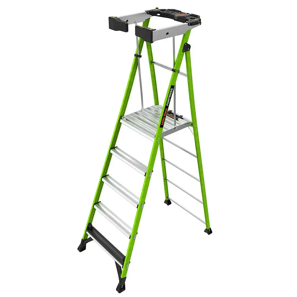 LITTLE GIANT FORTRESS 1.5m 150kg Fibreglass With Rail & Gate Platform Step Ladder 19305